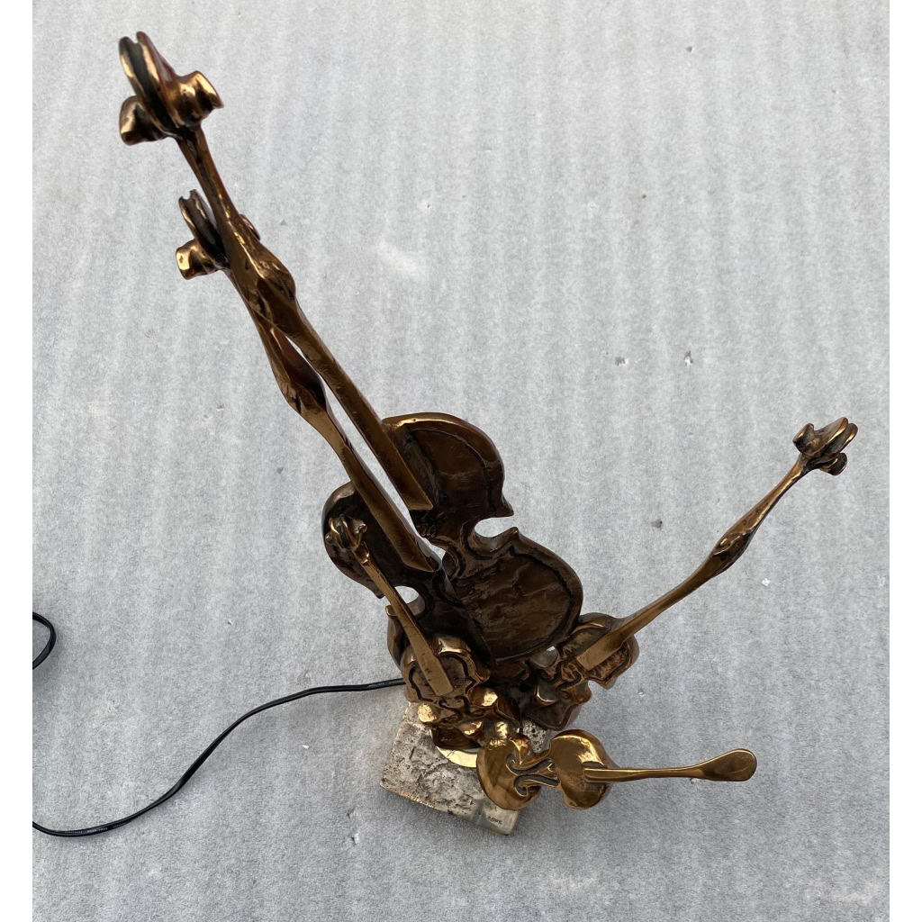 1970/80 Lampe Violon En Bronze , Sculpture Signée LOHE | Biron ||||||||||