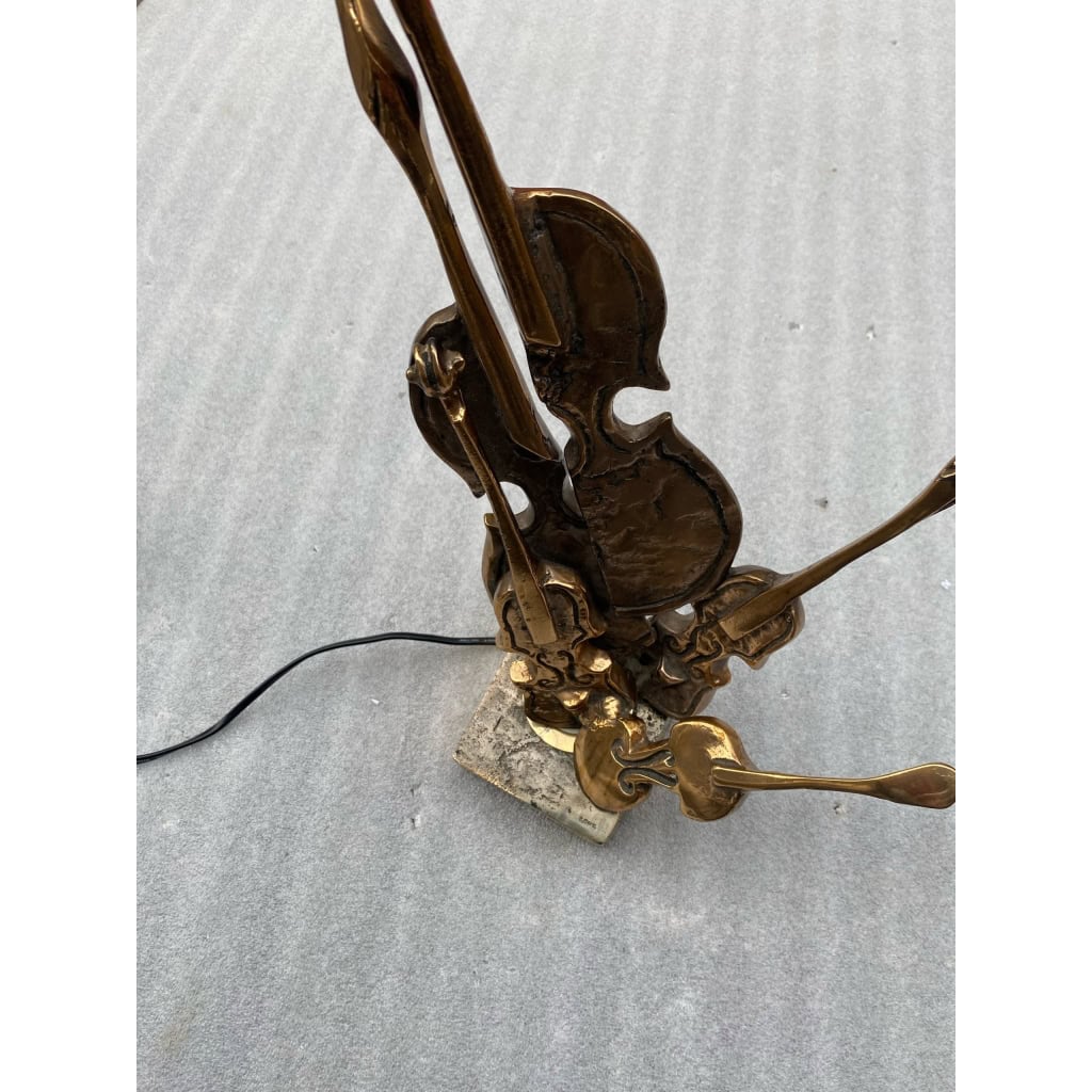 1970/80 Lampe Violon En Bronze , Sculpture Signée LOHE | Biron 1970/80 Lampe Violon En Bronze , Sculpture Signée LOHE