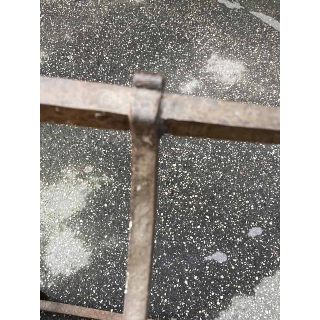 1950/70 Table Basse Fer Forgé Avec Entretoise Plateau Ardoise De Correze