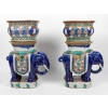Paire d’éléphants jardinières en céramique, XXème siècle | Biron Paire d'éléphants jardinières en céramique, XXème siècle
