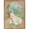 Aquarelle sur carton « La liseuse », d’Antoine Calbet | Biron Aquarelle sur carton "La liseuse", d'Antoine Calbet