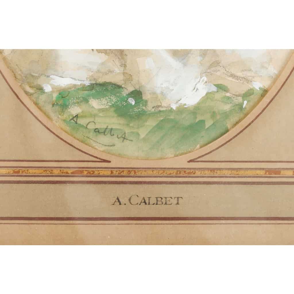 Aquarelle sur carton « La liseuse », d’Antoine Calbet | Biron Aquarelle sur carton "La liseuse", d'Antoine Calbet