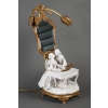 Un groupe en biscuit monté lampe fin XIXème siècle | Biron Un groupe en biscuit monté lampe fin XIXème siècle