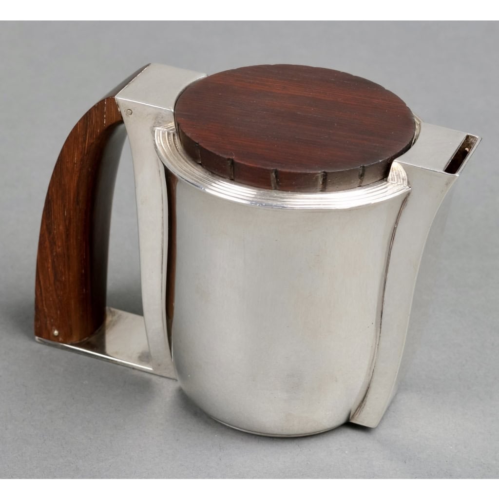 Service Thé et Café Art Déco Moderniste argent massif et palissandre de Jean E. PUIFORCAT | Biron Service Thé et Café Art Déco Moderniste argent massif et palissandre de Jean E. PUIFORCAT