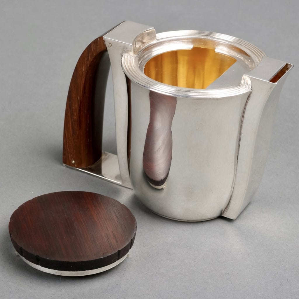 Service Thé et Café Art Déco Moderniste argent massif et palissandre de Jean E. PUIFORCAT | Biron Service Thé et Café Art Déco Moderniste argent massif et palissandre de Jean E. PUIFORCAT