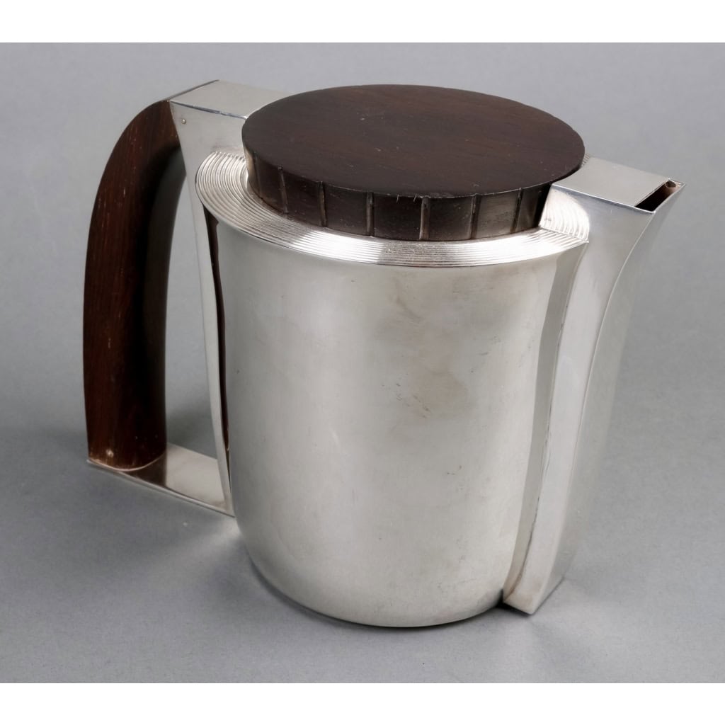 Service Thé et Café Art Déco Moderniste argent massif et palissandre de Jean E. PUIFORCAT | Biron Service Thé et Café Art Déco Moderniste argent massif et palissandre de Jean E. PUIFORCAT