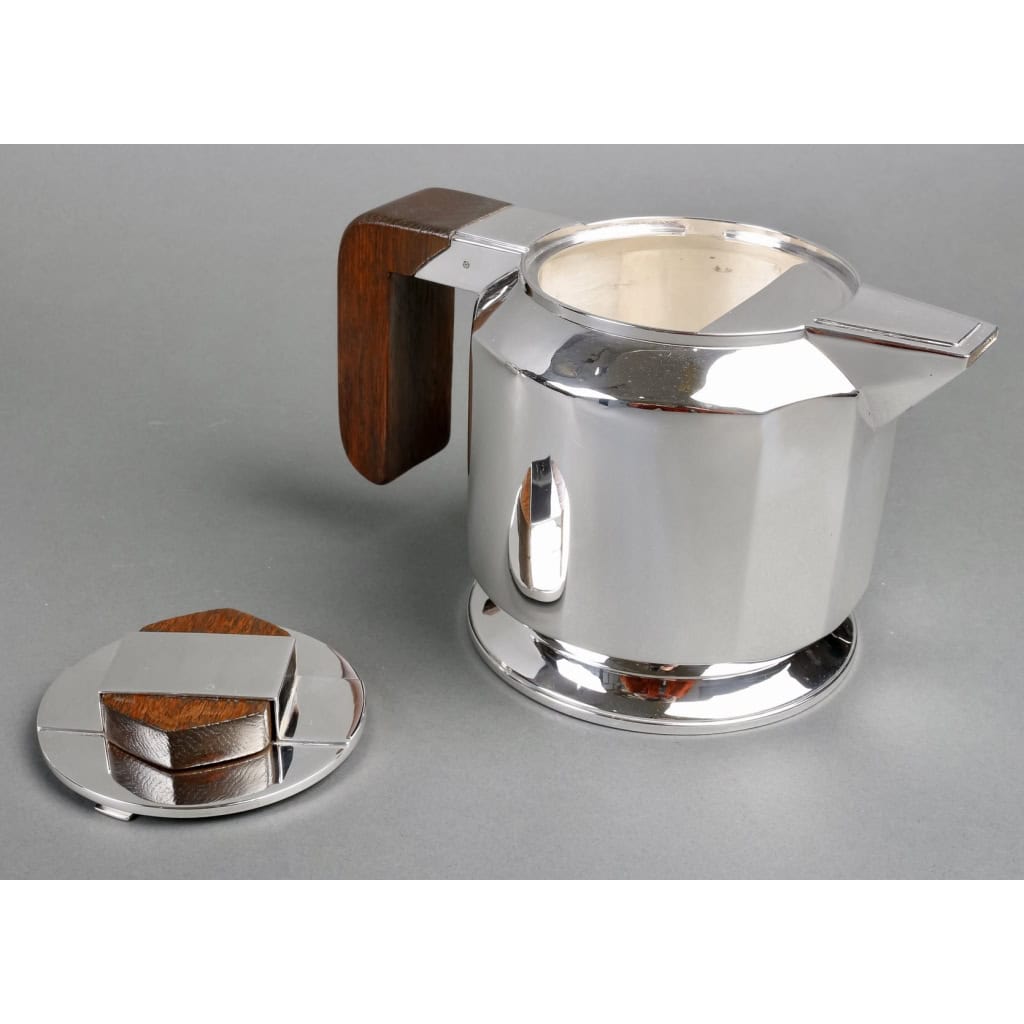 Service Thé & Café Art Déco Moderniste argent et palissandre de Jean E. PUIFORCAT | Biron Service Thé & Café Art Déco Moderniste argent et palissandre de Jean E. PUIFORCAT