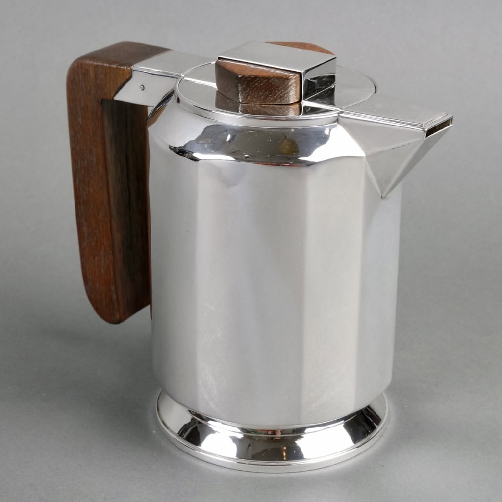 Service Thé & Café Art Déco Moderniste argent et palissandre de Jean E. PUIFORCAT | Biron Service Thé & Café Art Déco Moderniste argent et palissandre de Jean E. PUIFORCAT