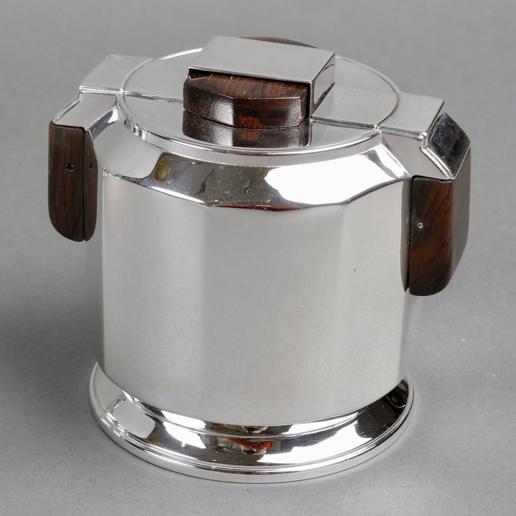 Service Thé & Café Art Déco Moderniste argent et palissandre de Jean E. PUIFORCAT | Biron Service Thé & Café Art Déco Moderniste argent et palissandre de Jean E. PUIFORCAT
