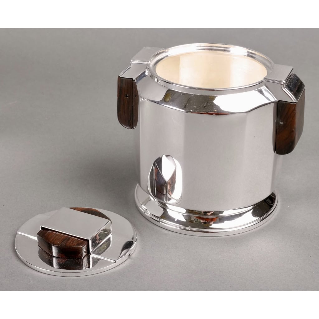 Service Thé & Café Art Déco Moderniste argent et palissandre de Jean E. PUIFORCAT | Biron Service Thé & Café Art Déco Moderniste argent et palissandre de Jean E. PUIFORCAT