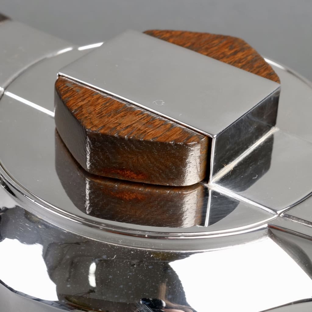 Service Thé & Café Art Déco Moderniste argent et palissandre de Jean E. PUIFORCAT | Biron Service Thé & Café Art Déco Moderniste argent et palissandre de Jean E. PUIFORCAT