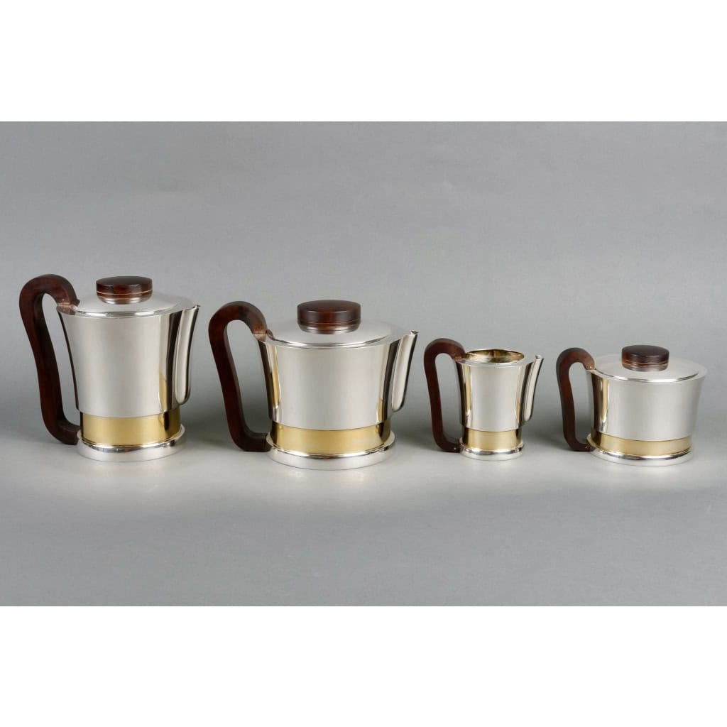 Service Thé et Café Moderniste argent, vermeil et palissandre de Jean E. Puiforcat | Biron ||||||||||||