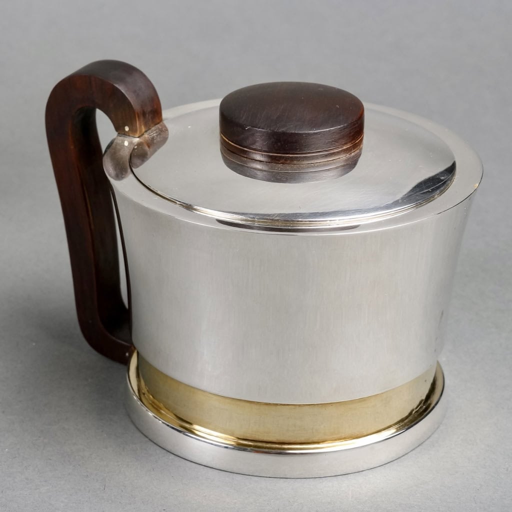 Service Thé et Café Moderniste argent, vermeil et palissandre de Jean E. Puiforcat | Biron Service Thé et Café Moderniste argent, vermeil et palissandre de Jean E. Puiforcat