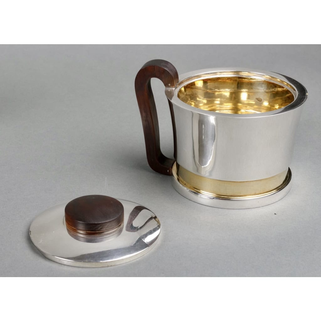 Service Thé et Café Moderniste argent, vermeil et palissandre de Jean E. Puiforcat | Biron Service Thé et Café Moderniste argent, vermeil et palissandre de Jean E. Puiforcat