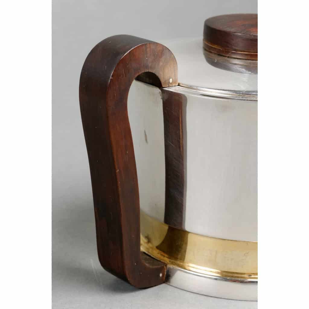 Service Thé et Café Moderniste argent, vermeil et palissandre de Jean E. Puiforcat | Biron Service Thé et Café Moderniste argent, vermeil et palissandre de Jean E. Puiforcat