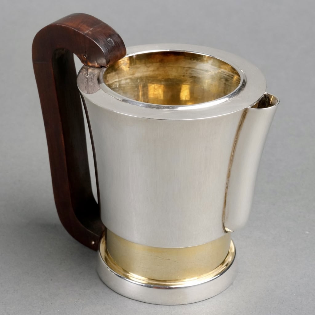 Service Thé et Café Moderniste argent, vermeil et palissandre de Jean E. Puiforcat | Biron Service Thé et Café Moderniste argent, vermeil et palissandre de Jean E. Puiforcat