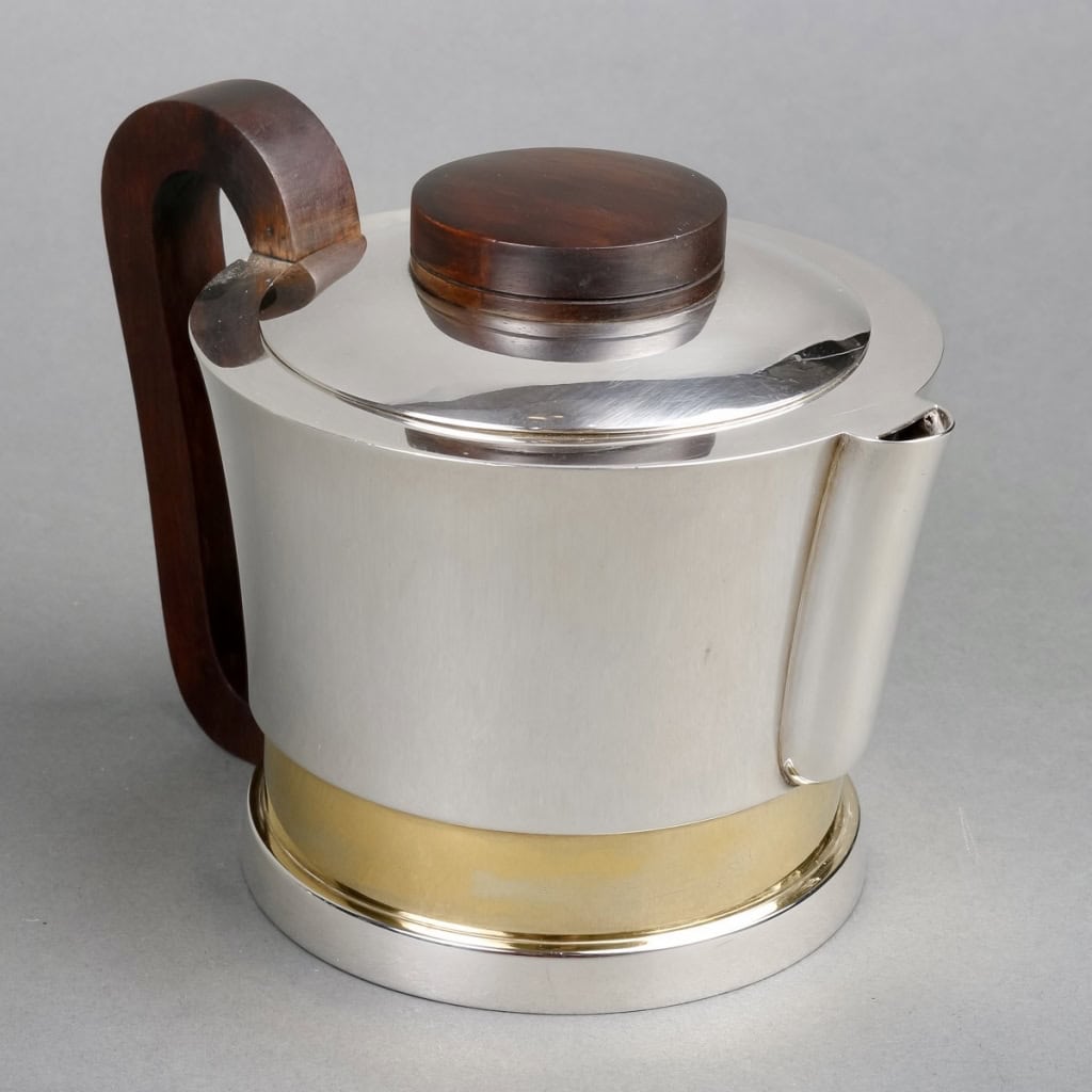 Service Thé et Café Moderniste argent, vermeil et palissandre de Jean E. Puiforcat | Biron Service Thé et Café Moderniste argent, vermeil et palissandre de Jean E. Puiforcat
