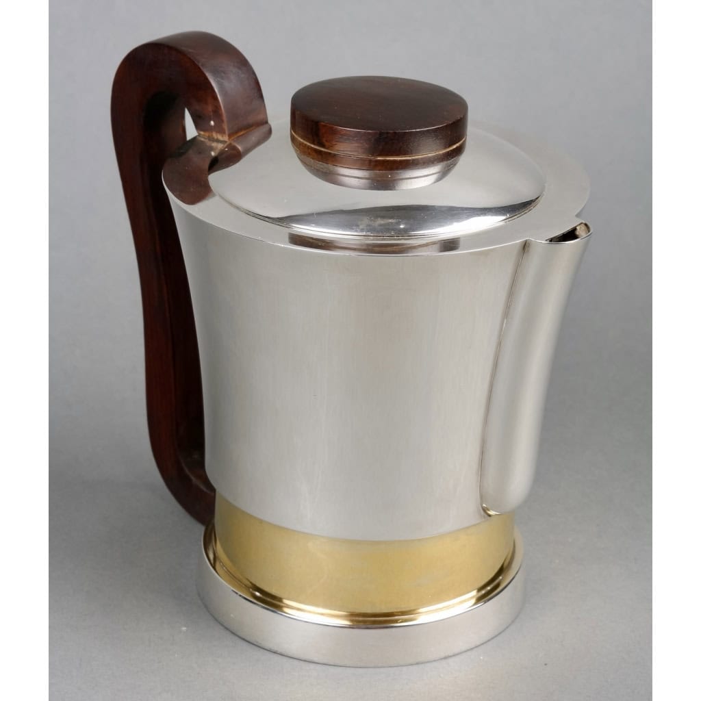 Service Thé et Café Moderniste argent, vermeil et palissandre de Jean E. Puiforcat | Biron Service Thé et Café Moderniste argent, vermeil et palissandre de Jean E. Puiforcat