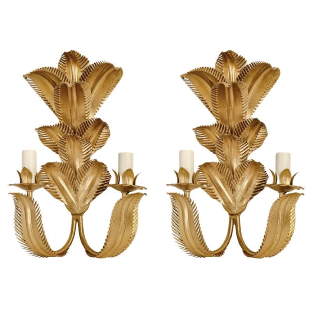 1960 Paire d’appliques « Palmier » de la Maison FlorArt | Biron |||||