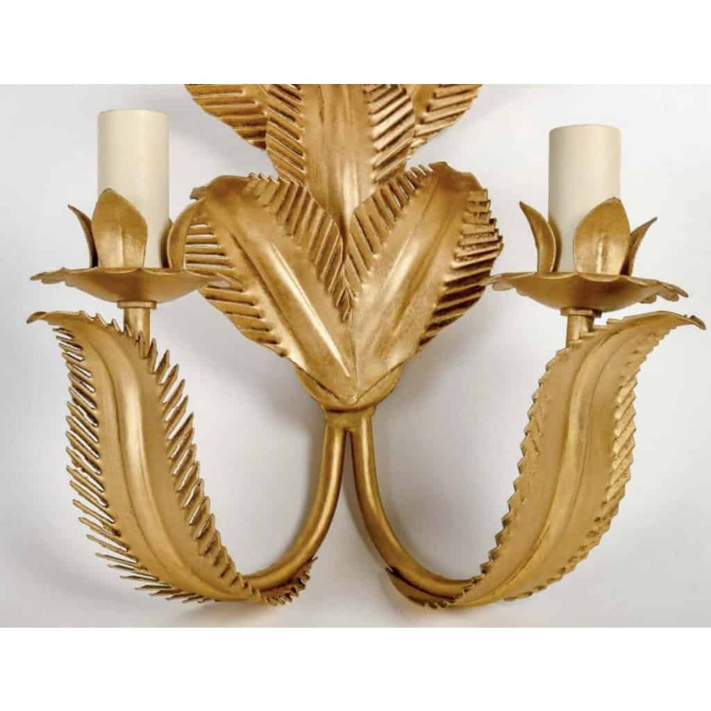 1960 Paire d’appliques « Palmier » de la Maison FlorArt | Biron 1960 Paire d'appliques "Palmier" de la Maison FlorArt