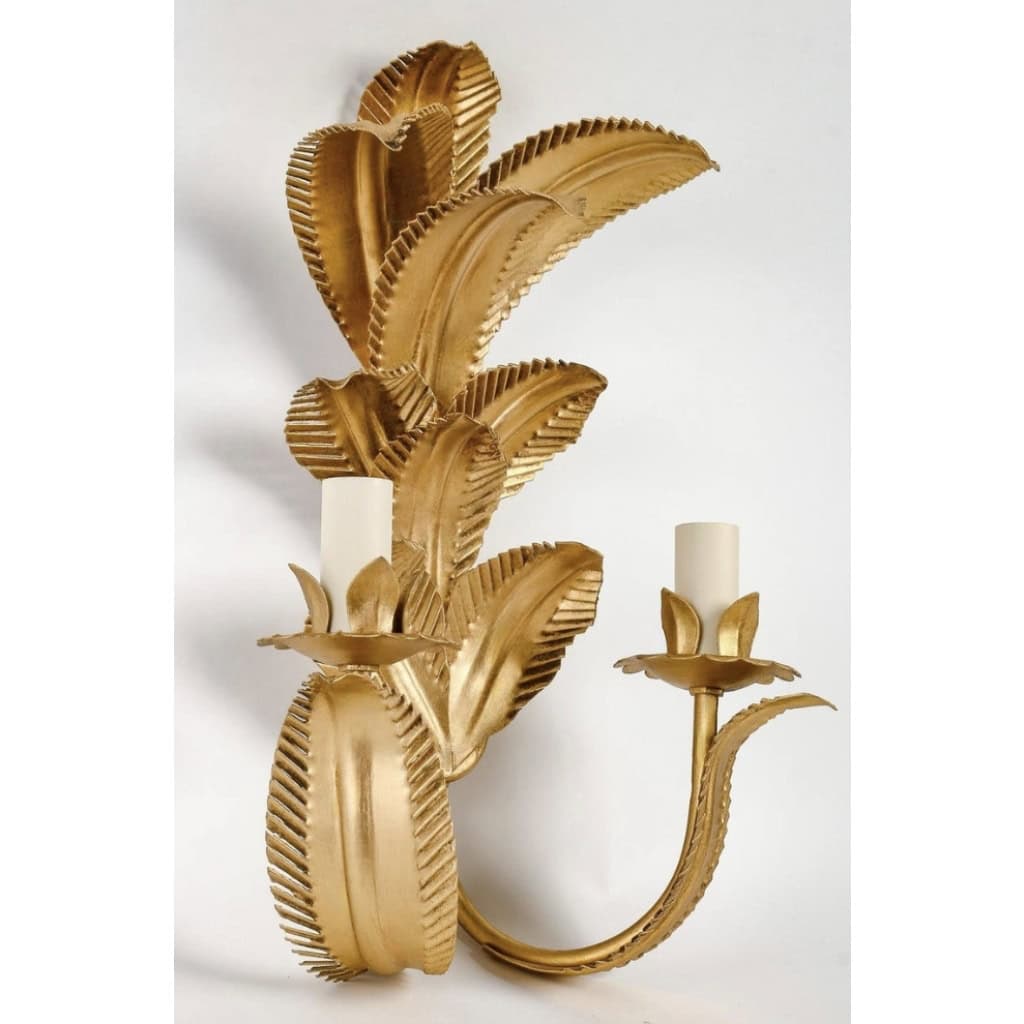 1960 Paire d’appliques « Palmier » de la Maison FlorArt | Biron 1960 Paire d'appliques "Palmier" de la Maison FlorArt