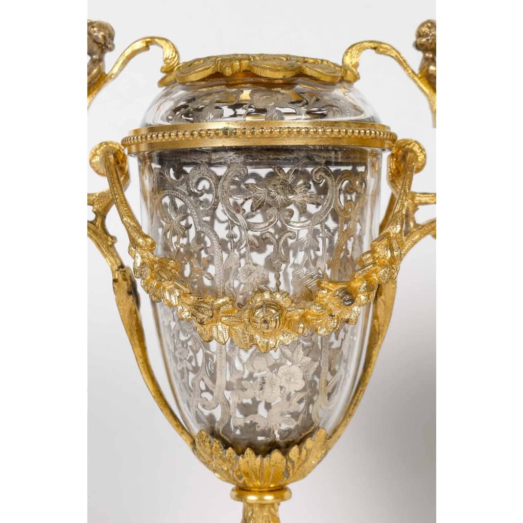 Bel ensemble en bronze doré et argent massif fin XIXème siècle | Biron Bel ensemble en bronze doré et argent massif fin XIXème siècle