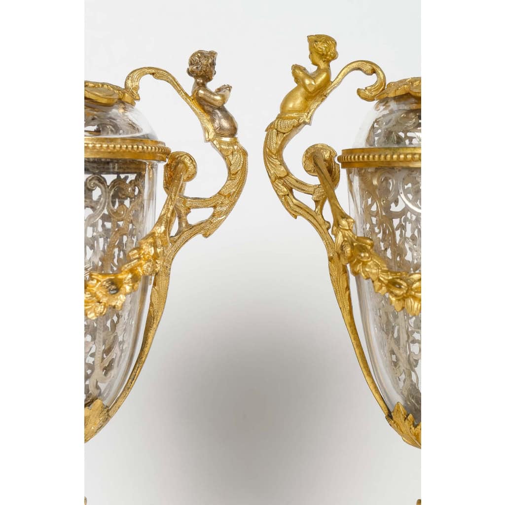 Bel ensemble en bronze doré et argent massif fin XIXème siècle | Biron Bel ensemble en bronze doré et argent massif fin XIXème siècle