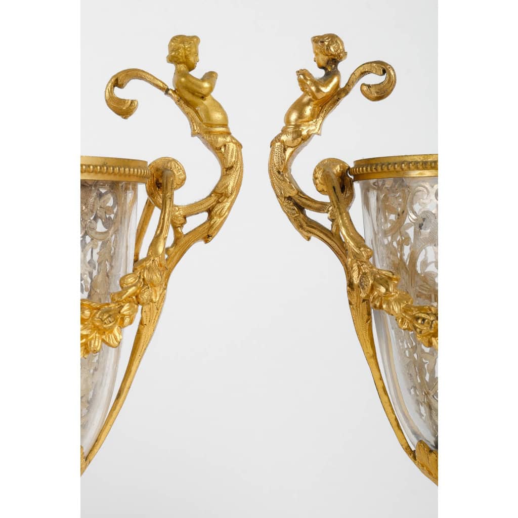 Bel ensemble en bronze doré et argent massif fin XIXème siècle | Biron Bel ensemble en bronze doré et argent massif fin XIXème siècle