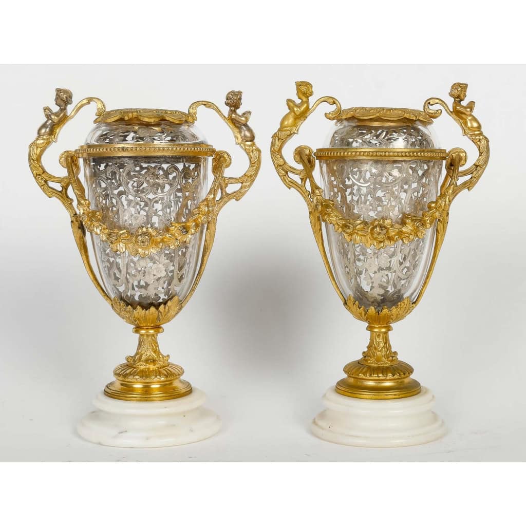 Bel ensemble en bronze doré et argent massif fin XIXème siècle | Biron Bel ensemble en bronze doré et argent massif fin XIXème siècle