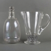 Carafe & Broc/Pichet « Saint Nabor » verre blanc émaillé noir de René LALIQUE | Biron |||||||