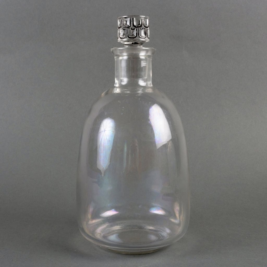Carafe & Broc/Pichet « Saint Nabor » verre blanc émaillé noir de René LALIQUE | Biron Carafe & Broc/Pichet "Saint Nabor" verre blanc émaillé noir de René LALIQUE