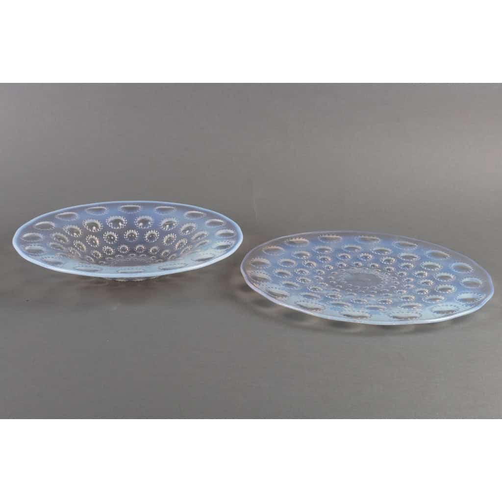 Assiette & Coupe « Asters » verre opalescent de René LALIQUE | Biron Assiette & Coupe "Asters" verre opalescent de René LALIQUE