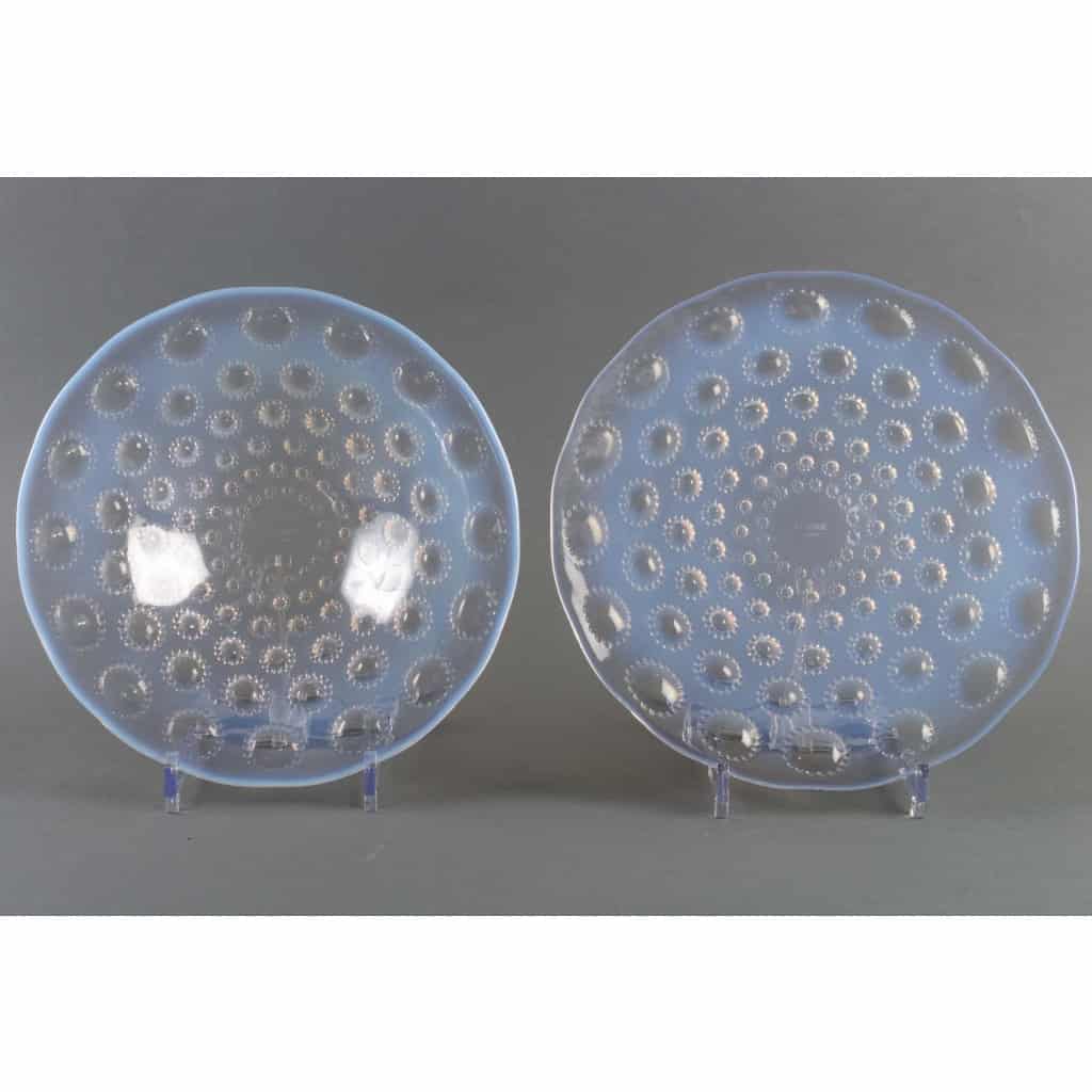Assiette & Coupe « Asters » verre opalescent de René LALIQUE | Biron Assiette & Coupe "Asters" verre opalescent de René LALIQUE