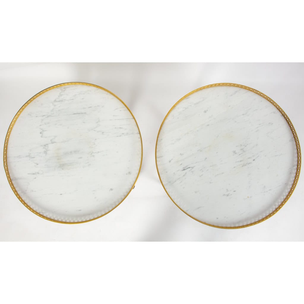 Paire de tables bouillottes de style Louis XVI. | Biron Paire de tables bouillottes de style Louis XVI.