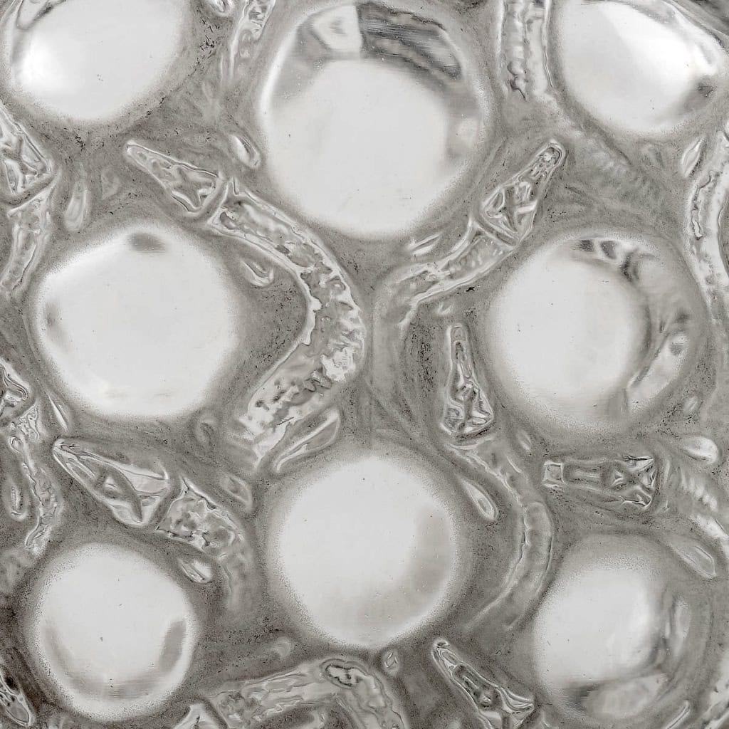 Flacon « Salamandres » verre blanc patiné gris de René LALIQUE