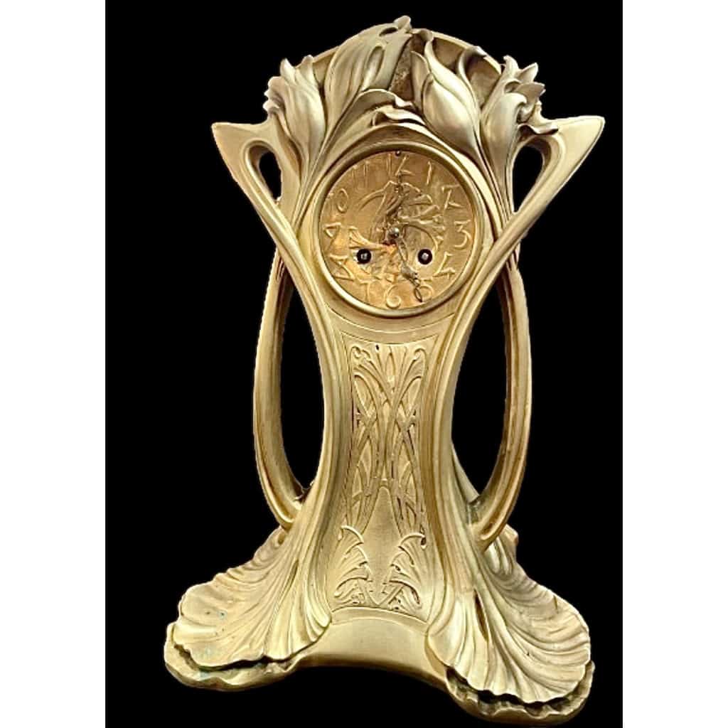 importante pendule art nouveau en bronze doré | Biron ||||||||||