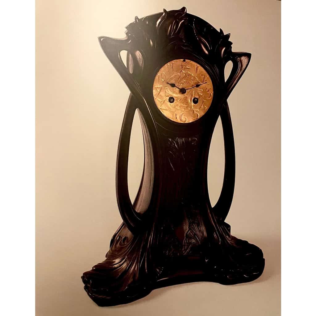 importante pendule art nouveau en bronze doré | Biron importante pendule art nouveau en bronze doré