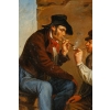 « Deux fumeurs de pipes », tableau XIXème siècle non signé | Biron "Deux fumeurs de pipes", tableau XIXème siècle non signé