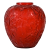 René Lalique : Vase « perruches » Teinté Rouge » | Biron |||||||