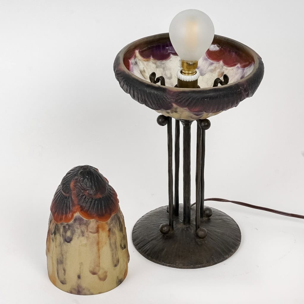 Veilleuse » Feuillage Exotique » pâte de verre de Gabriel ARGY-ROUSSEAU | Biron Veilleuse " Feuillage Exotique" pâte de verre de Gabriel ARGY-ROUSSEAU
