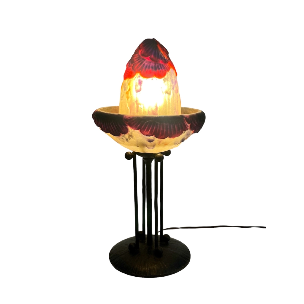 Veilleuse » Feuillage Exotique » pâte de verre de Gabriel ARGY-ROUSSEAU | Biron Veilleuse " Feuillage Exotique" pâte de verre de Gabriel ARGY-ROUSSEAU