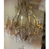 1900/1920′ Lustre Cage en Bronze Doré 4 Bras 16 Lumières | Biron |||||||||||||||||
