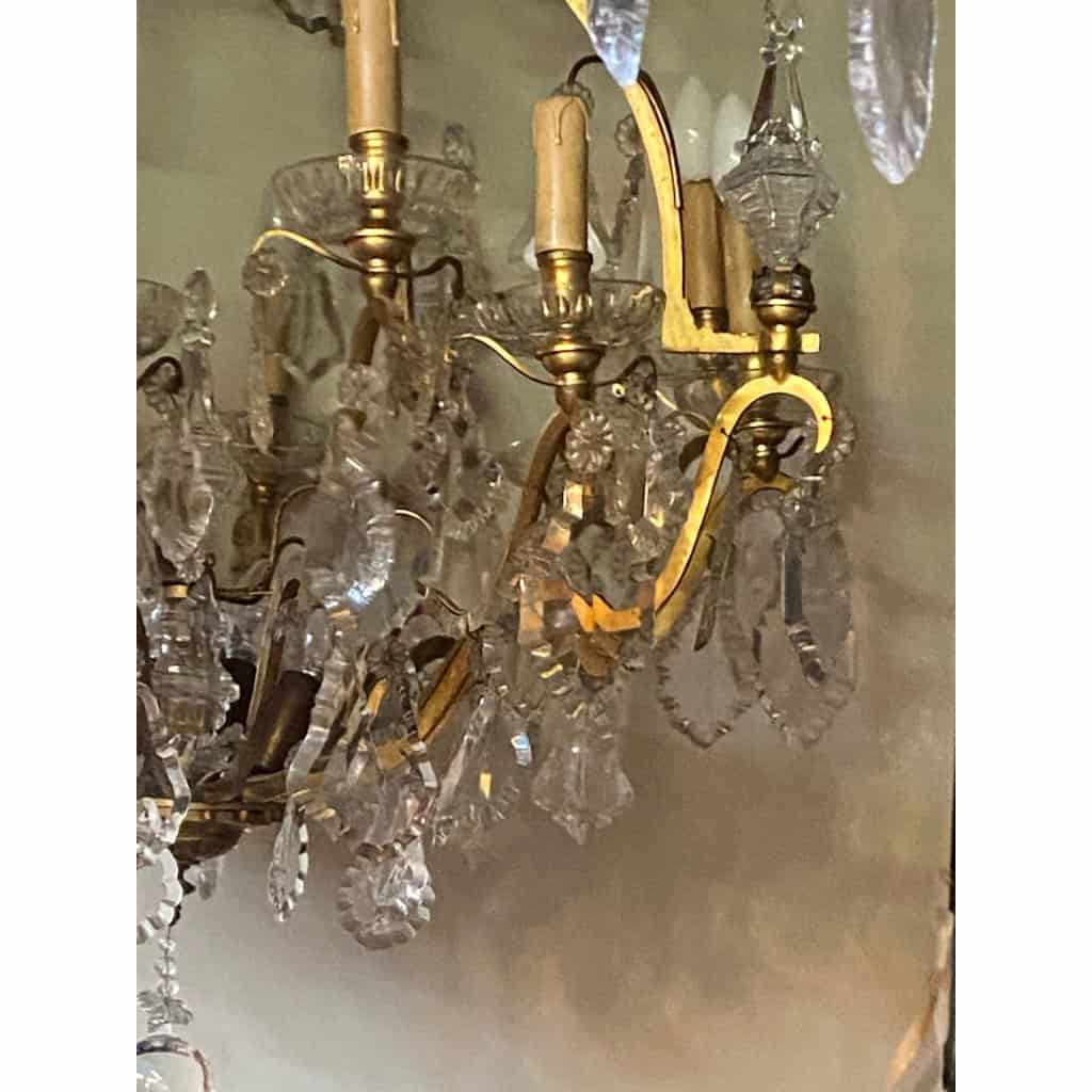 1900/1920′ Lustre Cage en Bronze Doré 4 Bras 16 Lumières | Biron 1900/1920′ Lustre Cage en Bronze Doré 4 Bras 16 Lumières