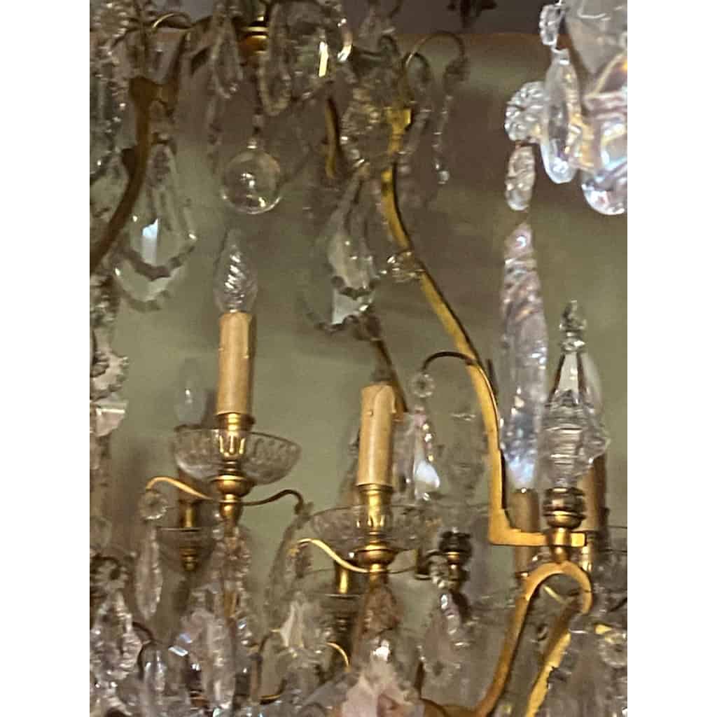 1900/1920′ Lustre Cage en Bronze Doré 4 Bras 16 Lumières | Biron 1900/1920′ Lustre Cage en Bronze Doré 4 Bras 16 Lumières