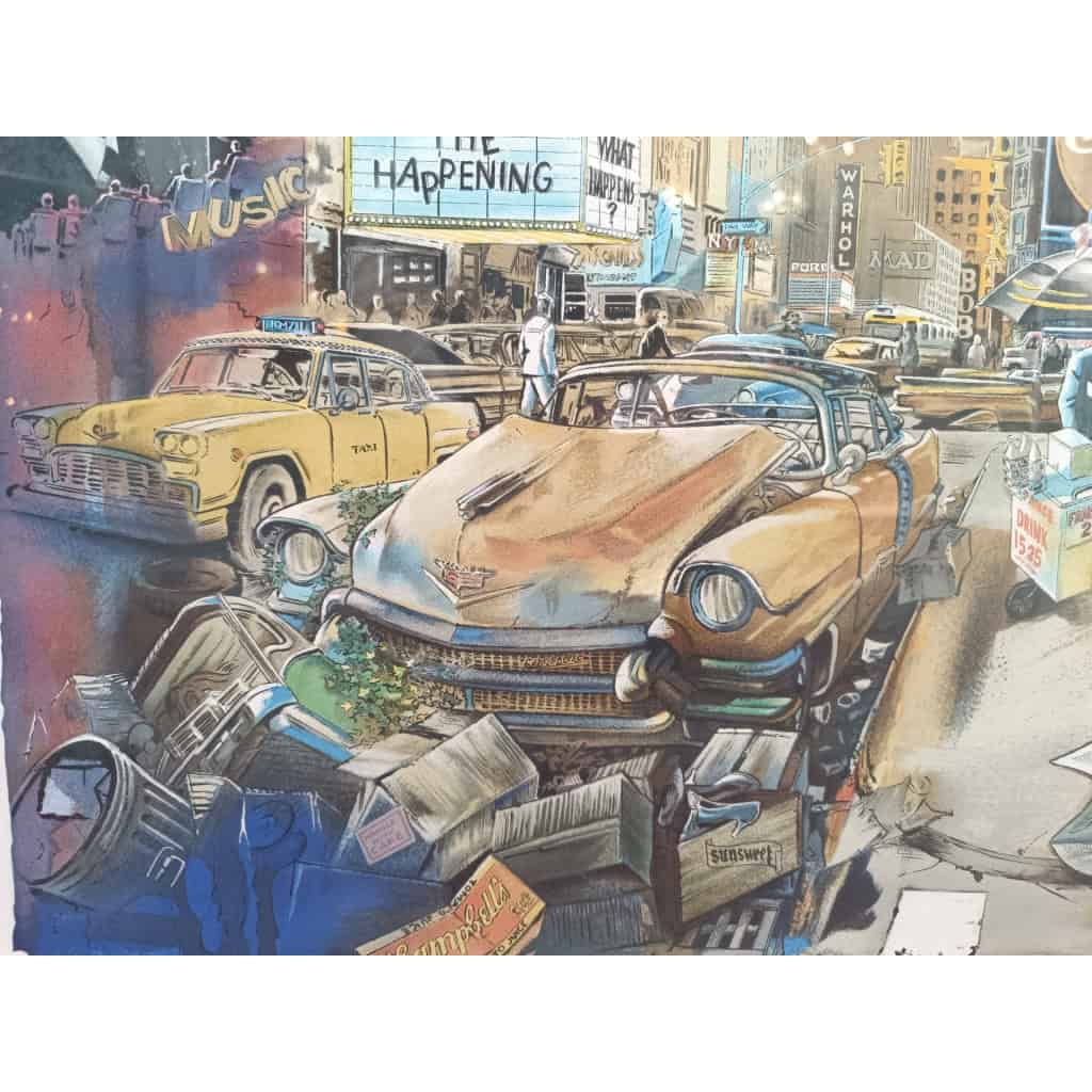 Lithographie De Daniel Authouart » Sixties « | Biron Lithographie De Daniel Authouart " Sixties "