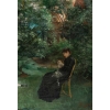 Huile sur toile représentant une femme assise et ses deux enfants dans le jardin signée F. Ringel, vers 1880 | Biron Huile sur toile représentant une femme assise et ses deux enfants dans le jardin signée F. Ringel, vers 1880