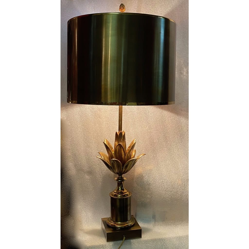 1970′ Lampe En Bronze Signée Charles Modéle Fleur De Lotus | Biron |||||||||||||