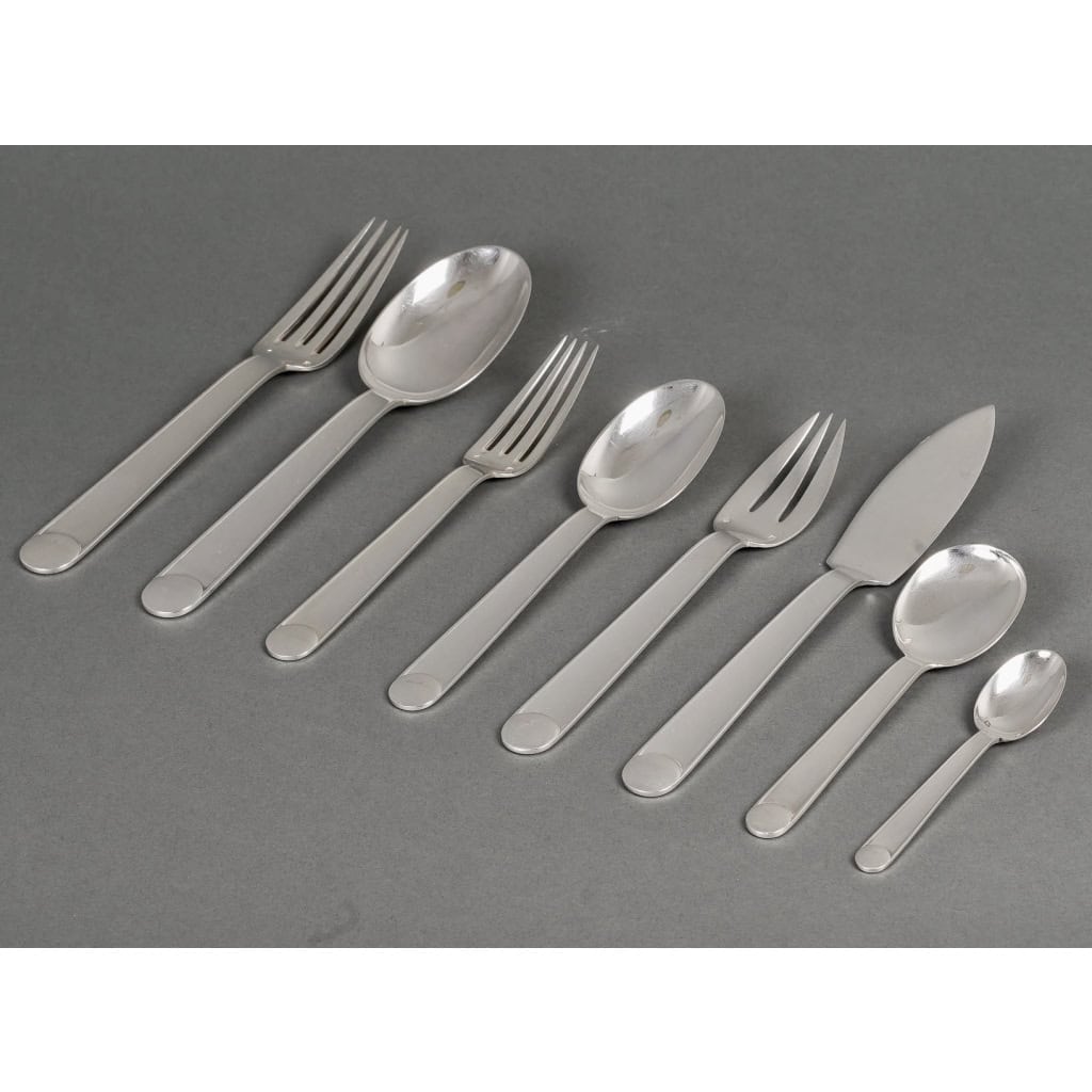 Ménagère « Royan » argent massif de Jean E. PUIFORCAT – 98 pièces | Biron |||||||||