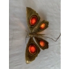1970’ Applique Papillon en Bronze ou Laiton, Duval Brasseur Ou Isabelle Faure, 4 Ampoules, Ailes d’Agate | Biron 1970’ Applique Papillon en Bronze ou Laiton, Duval Brasseur Ou Isabelle Faure, 4 Ampoules, Ailes d’Agate