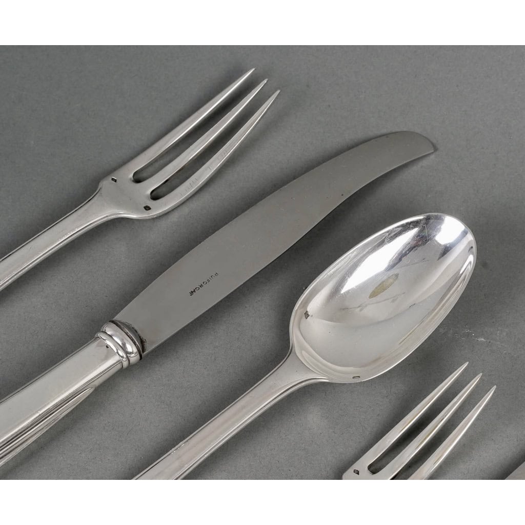 Ménagère « Mazarin » argent massif de PUIFORCAT | Biron Ménagère "Mazarin" argent massif de PUIFORCAT